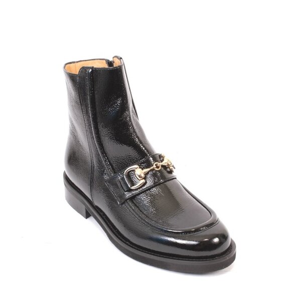 Luca Grossi 735 Black Patent Leather Zip-Up Ankle Boots - Picture 1 of 8